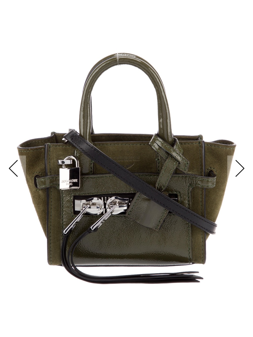 Zadig & Voltaire Olive Green Mini Tote with Black Strap